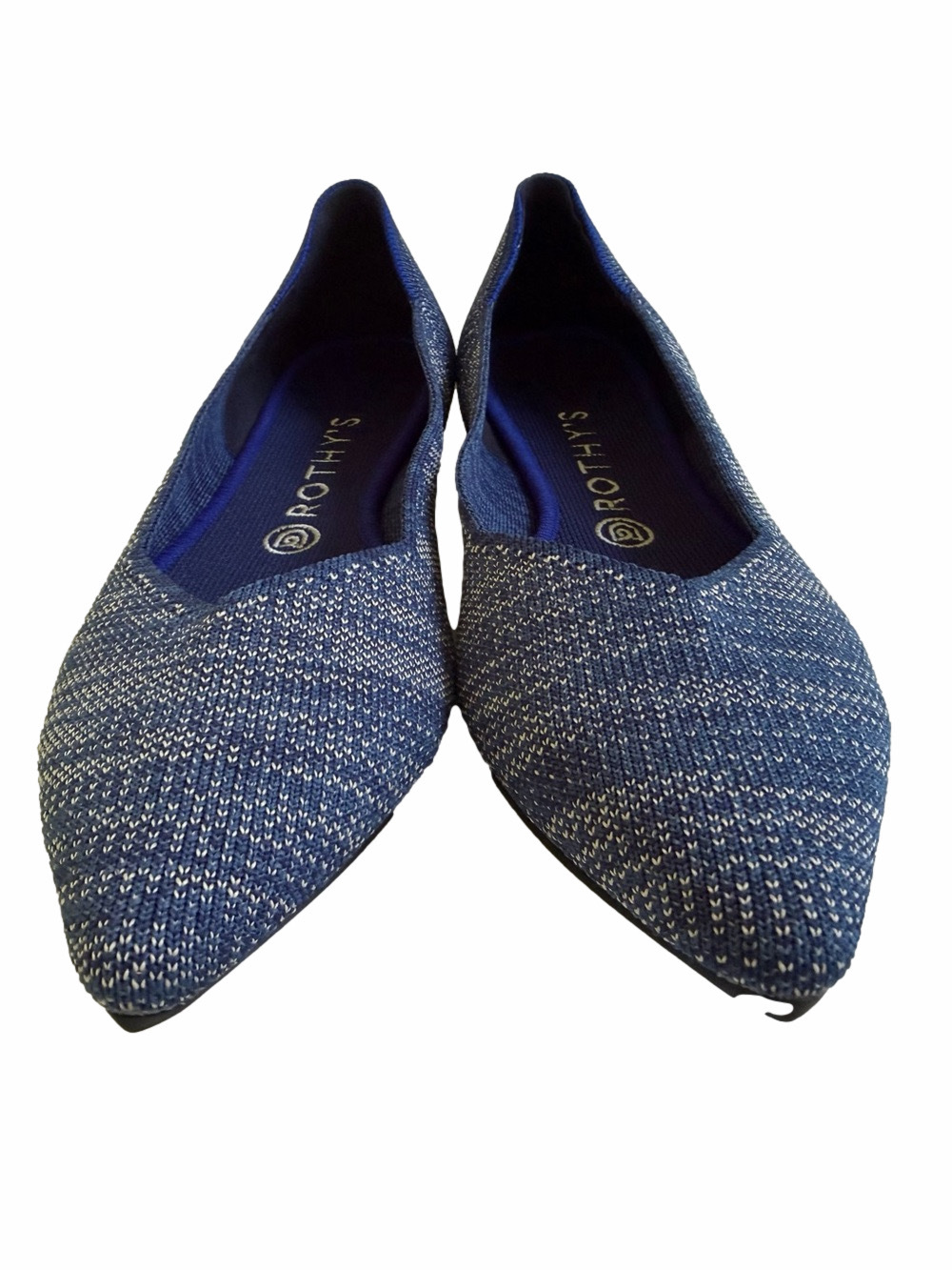 Rothys Womens The Point Flat Indigo Heather Blue Knit Size 10 Washable EUC - Picture 5 of 16